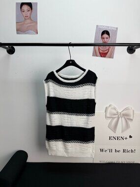 Miu Miu Black and White Knit Top